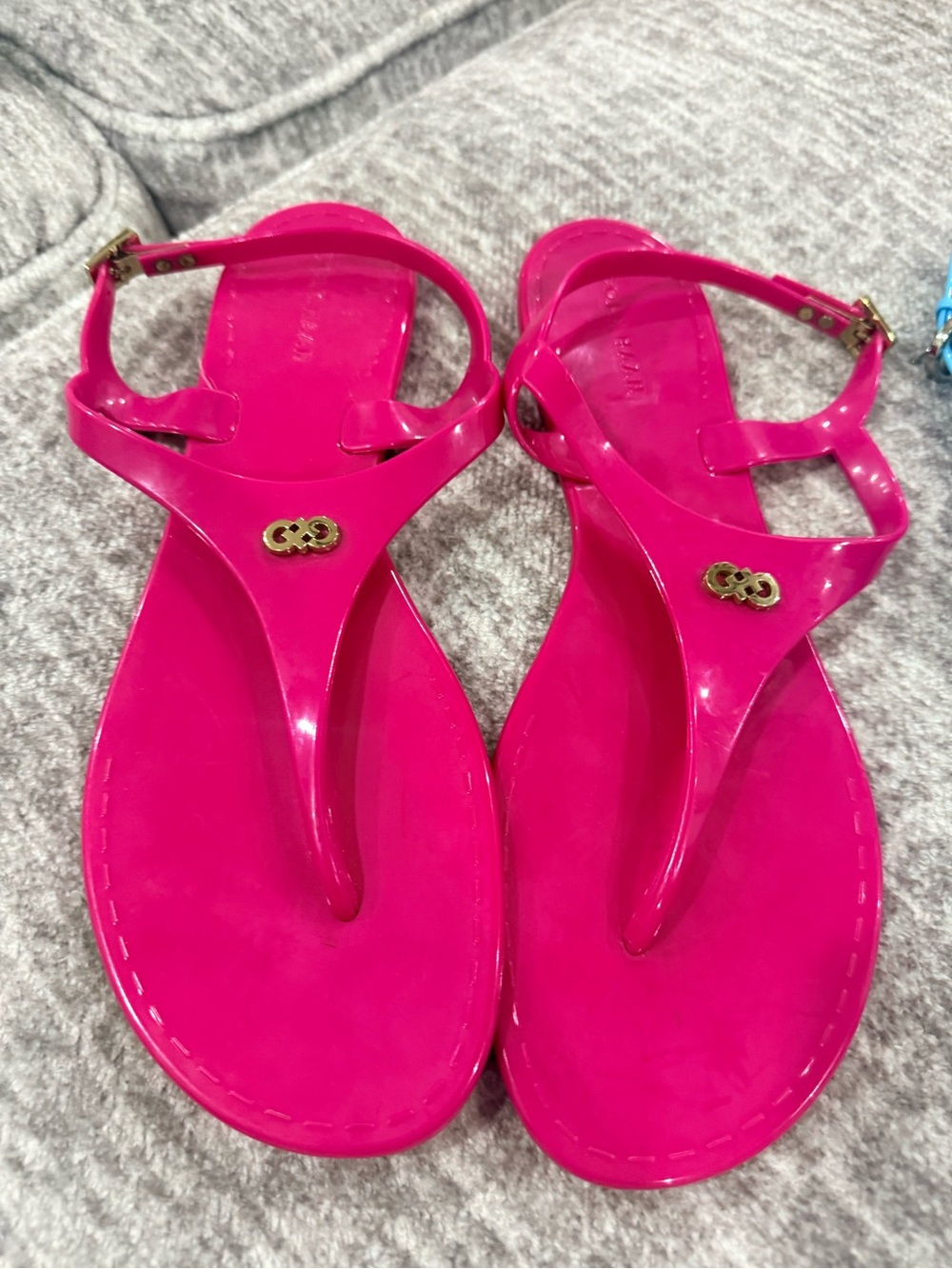 Cole Haan Hot Pink T-Strap Jelly Sandals